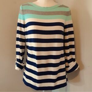IZOD SMALL PETITE PASTEL STRIPED SWEATER